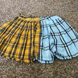 varsity split color mini skirt! size small - blue and yellow!